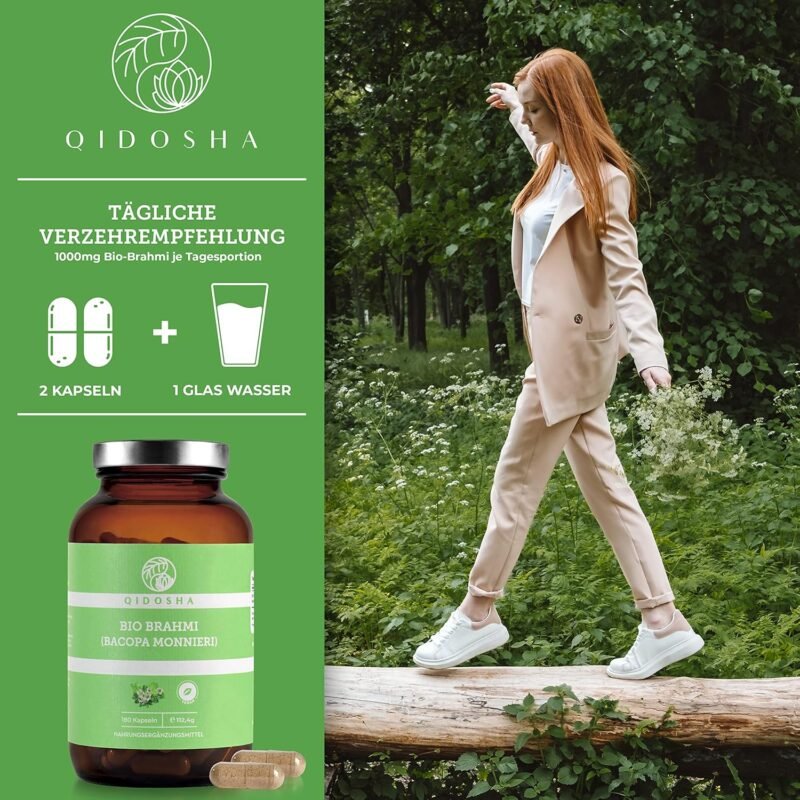 180 Kapseln Brahmi Kapseln Bio hochdosiert ayurvedisch vegan | QIDOSHA