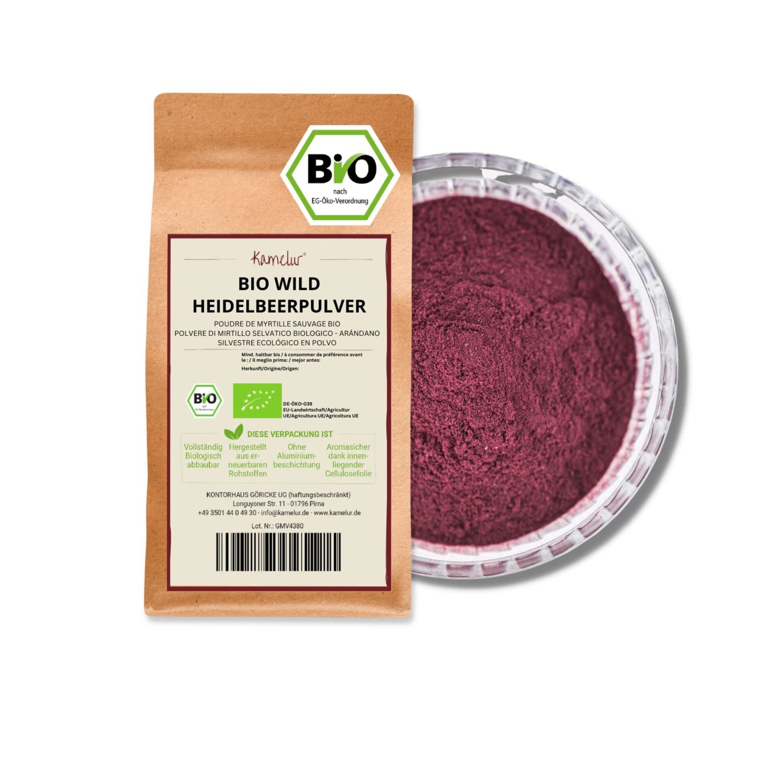 250g wildheidelbeere pulver bio gefriergetrocknet naturrein