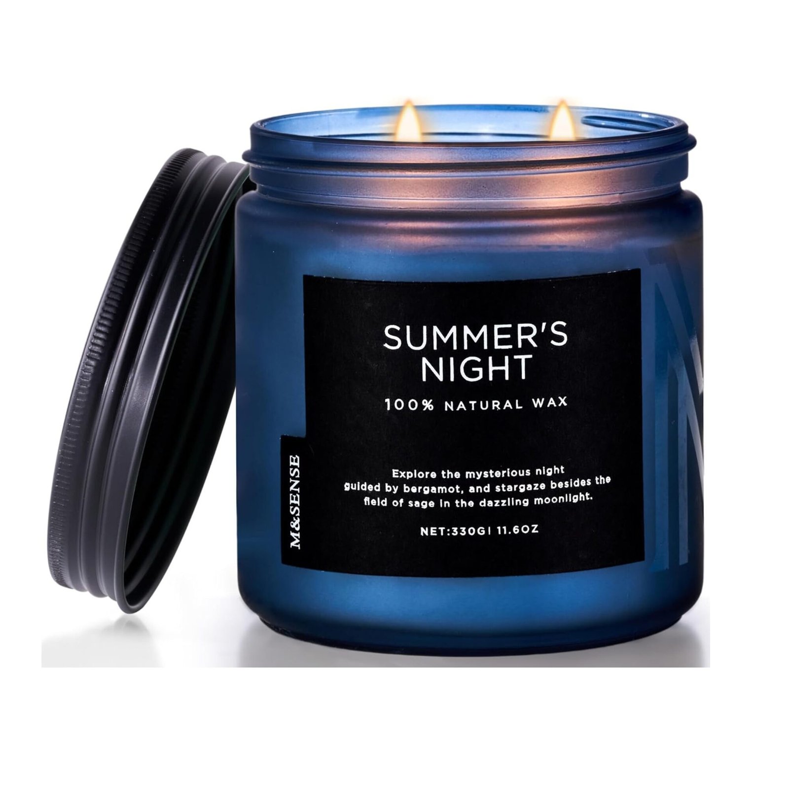 Untitled design (19) Sommernacht Duftkerze im Glas mit Patchouli-Duft und zwei Dochten