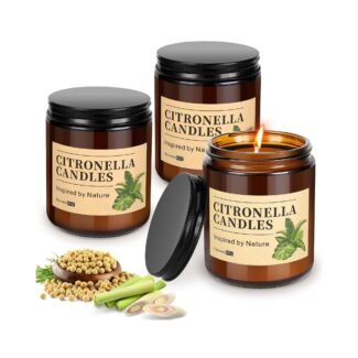 Citronella Kerze Outdoor Groß 3er Set mit Deckel aus Sojawachs