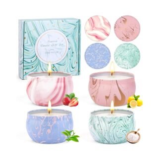 Duftkerzen Geschenkset 4er Pack aus natürlichem Sojawachs für Frauen