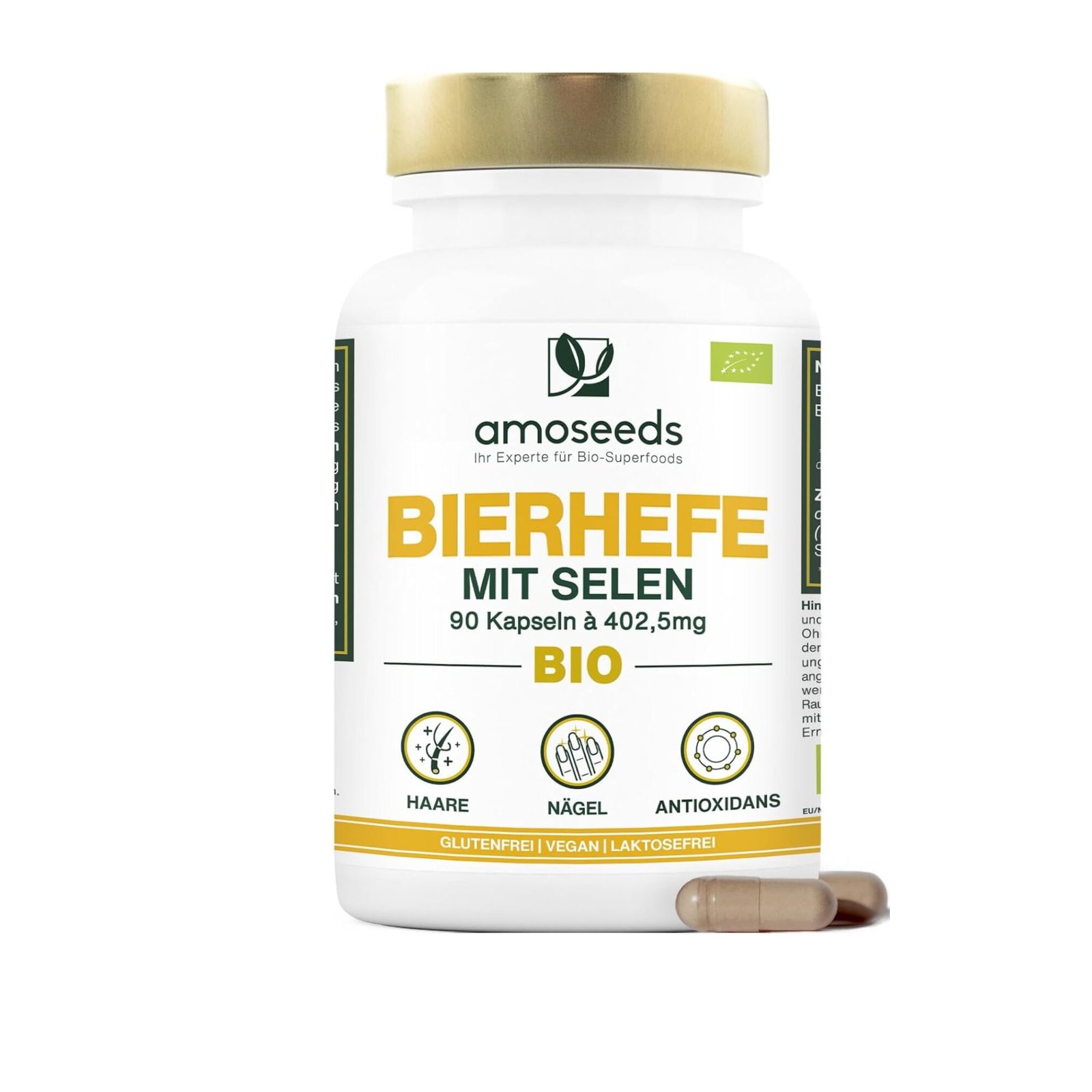 90 bio bierhefe kapseln mit selen vegan haare nägel