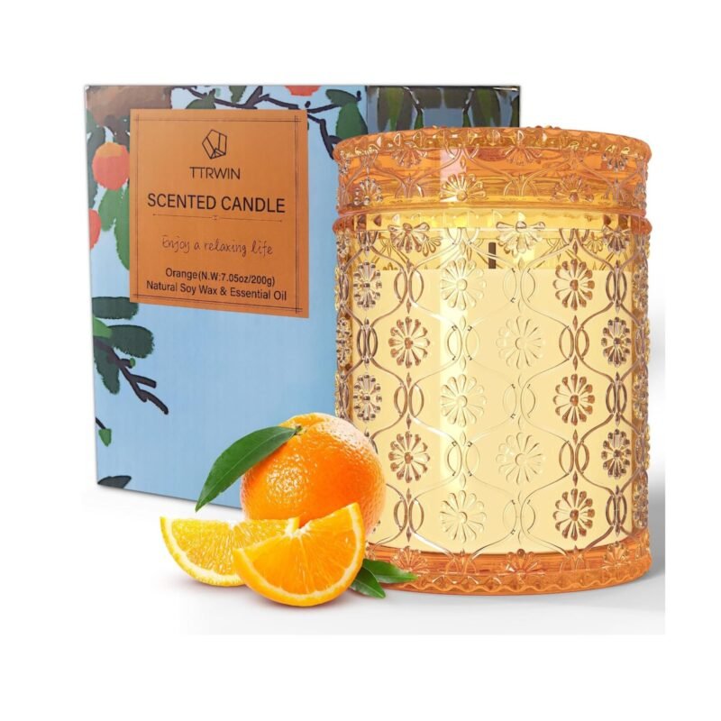 Duftkerze Orange 200g aus Sojawachs mit 50h Brenndauer