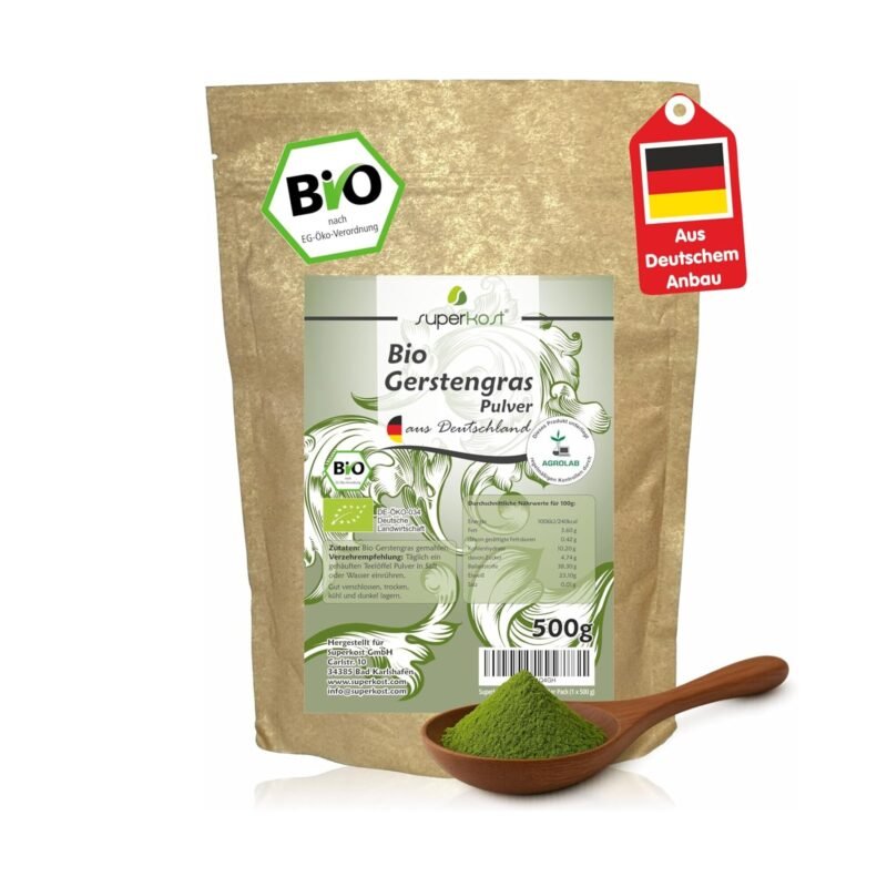 500g Gerstengras Pulver Bio – Rohkostqualität aus Bayern | Superkost