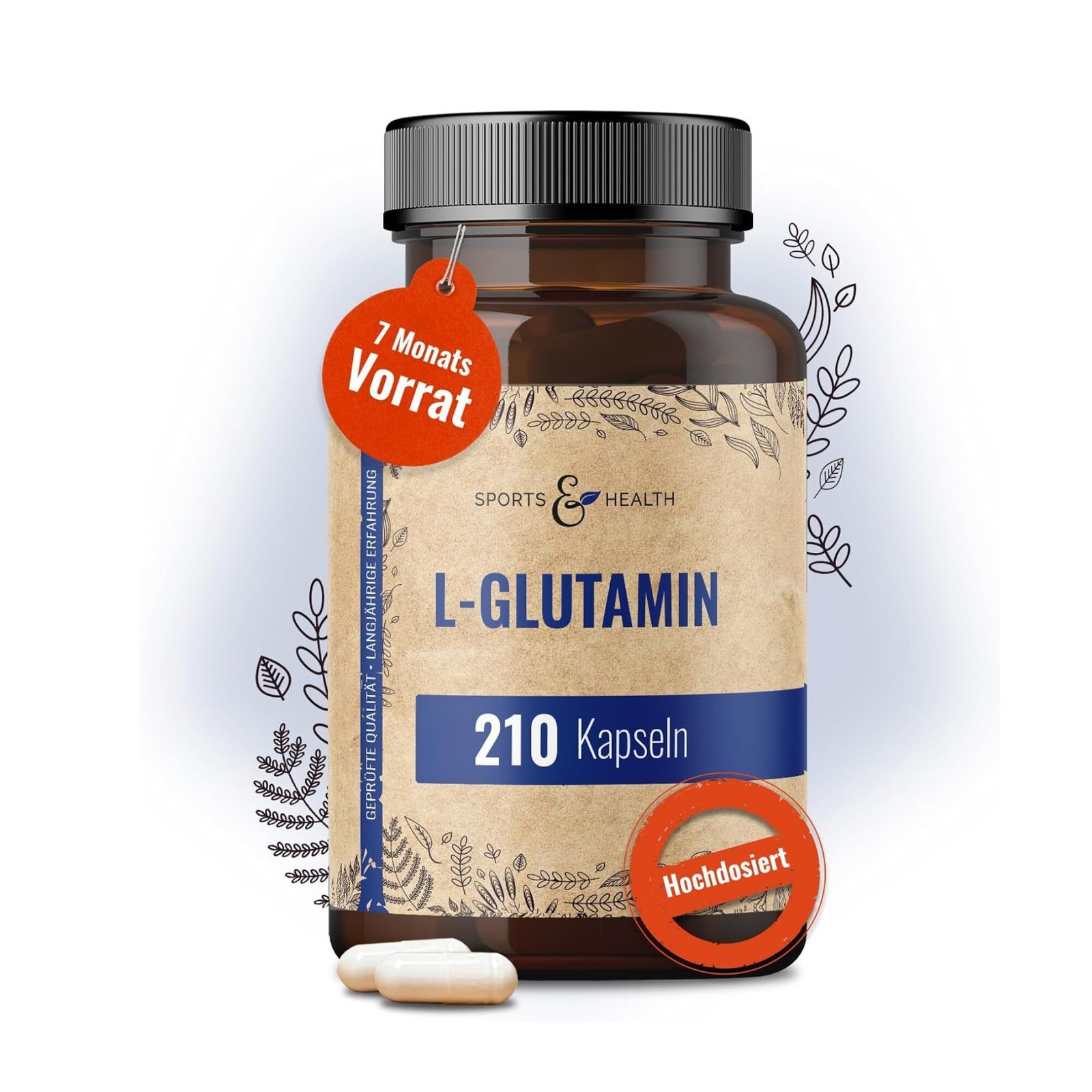 Untitled design (3) 210 L Glutamin Kapseln 750mg vegan ohne Zusatzstoffe