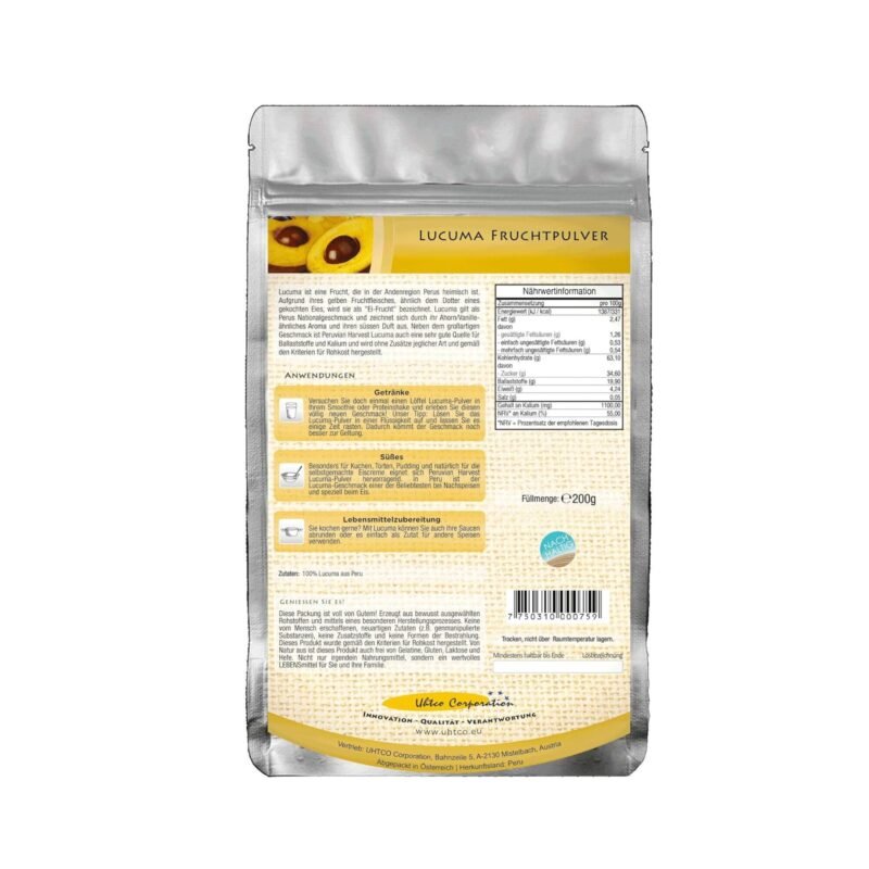 200 g Lucuma Fruchtpulver – fruchtig-süßes Superfood aus Peru | UHTCO