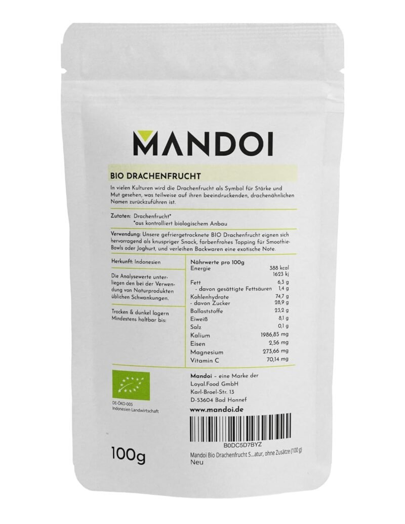 100g Bio Drachenfrucht gefriergetrocknet – Fruchtiger Snack in Rohkostqualität | Mandoi