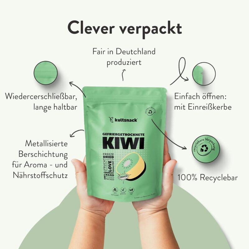 Gefriergetrocknete Kiwi 100 g – Knuspriger Fruchtsnack ohne Zuckerzusatz | Kultsnack