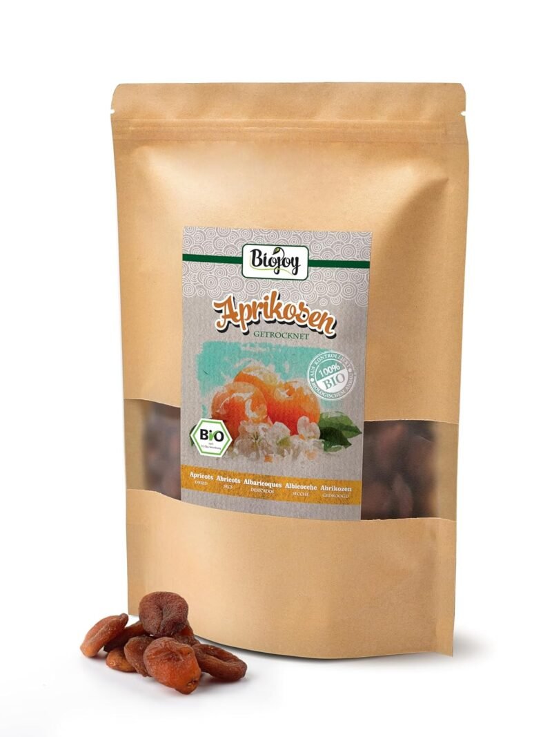 1kg Bio Aprikosen getrocknet – ungeschwefelt & ohne Zusatzstoffe | Biojoy