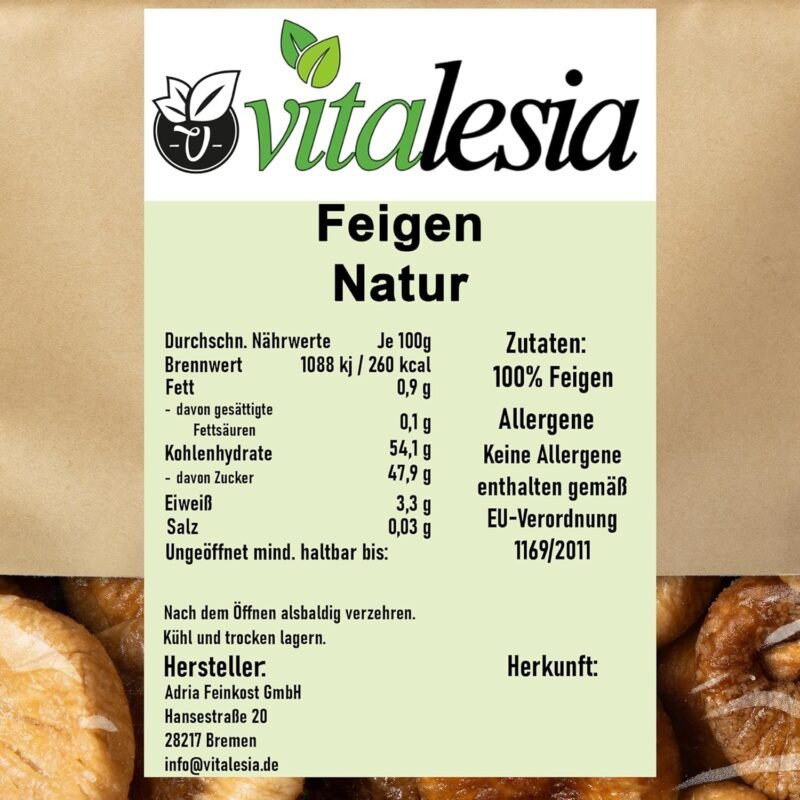 1kg Getrocknete Feigen – Süß, saftig & ungeschwefelt | Vitalesia