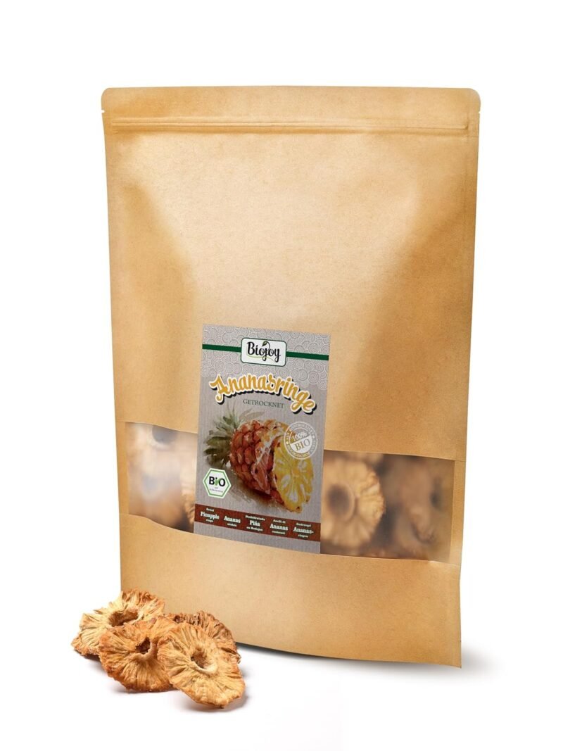 1kg Bio Ananasringe – getrocknet, ungeschwefelt & ohne Zuckerzusatz | Biojoy