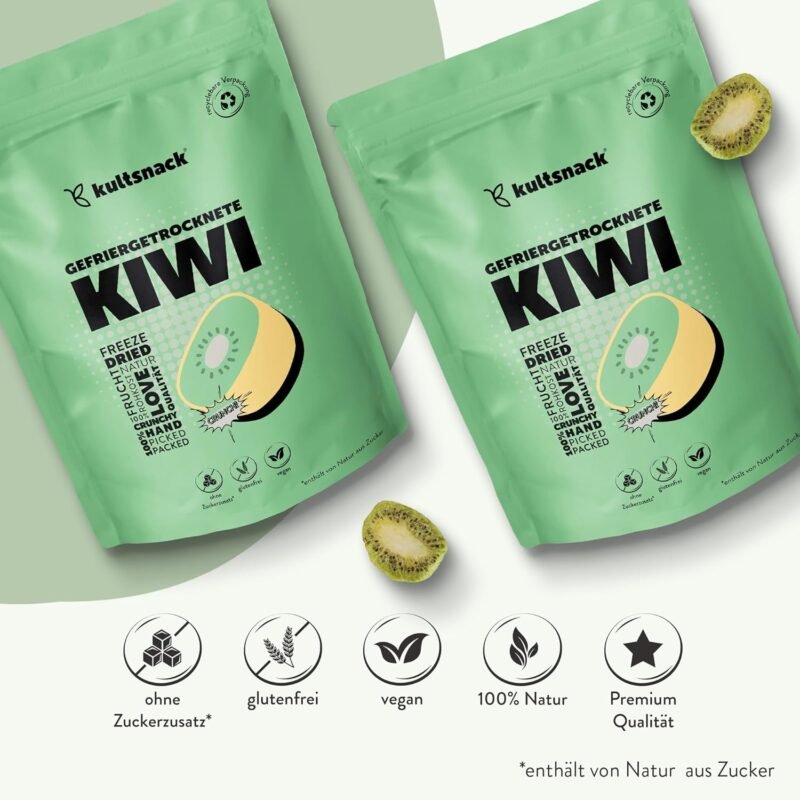 Gefriergetrocknete Kiwi 100 g – Knuspriger Fruchtsnack ohne Zuckerzusatz | Kultsnack