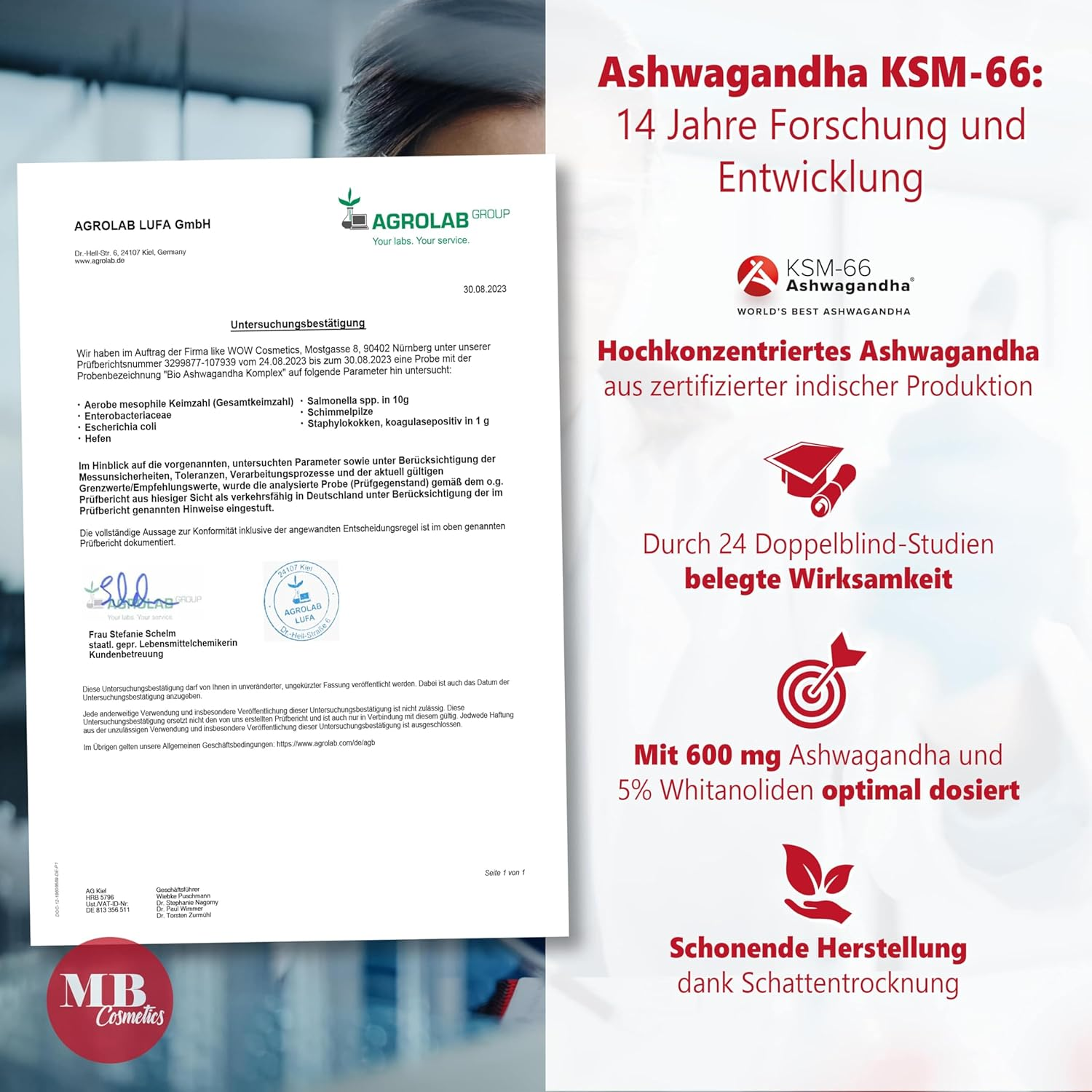 Ashwagandha Kapseln hochdosiert – 180 vegane Kapseln mit KSM-66®, 5 % Withanolide – Medical Beauty Cosmetics