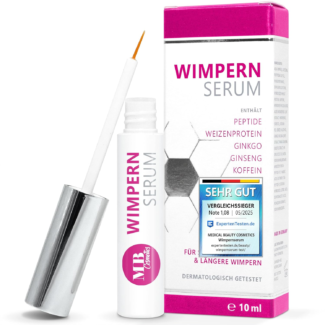 Testsieger Hormonfreies Wimpernserum 10 ml mit Hyaluron, Kollagen & Peptiden