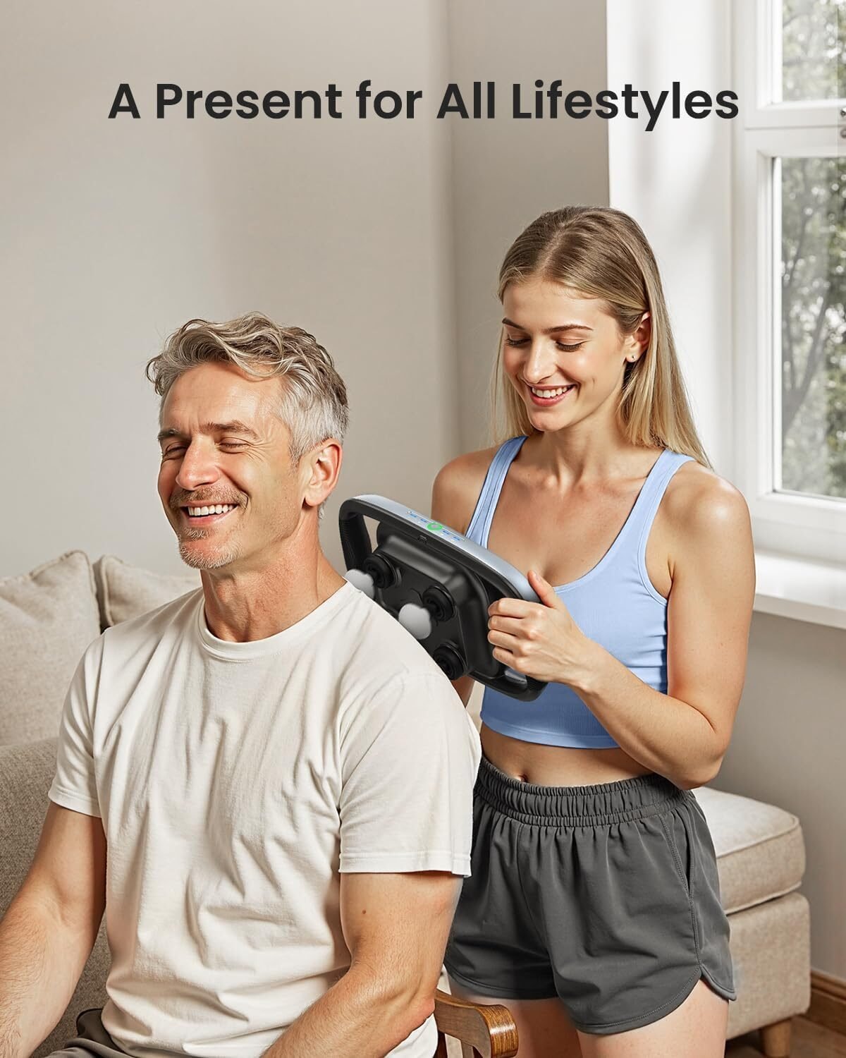 Tiefenmassagegerät mit 4 Köpfen – 4 Intensitätsstufen & Muskelmassagegerät – RENPHO