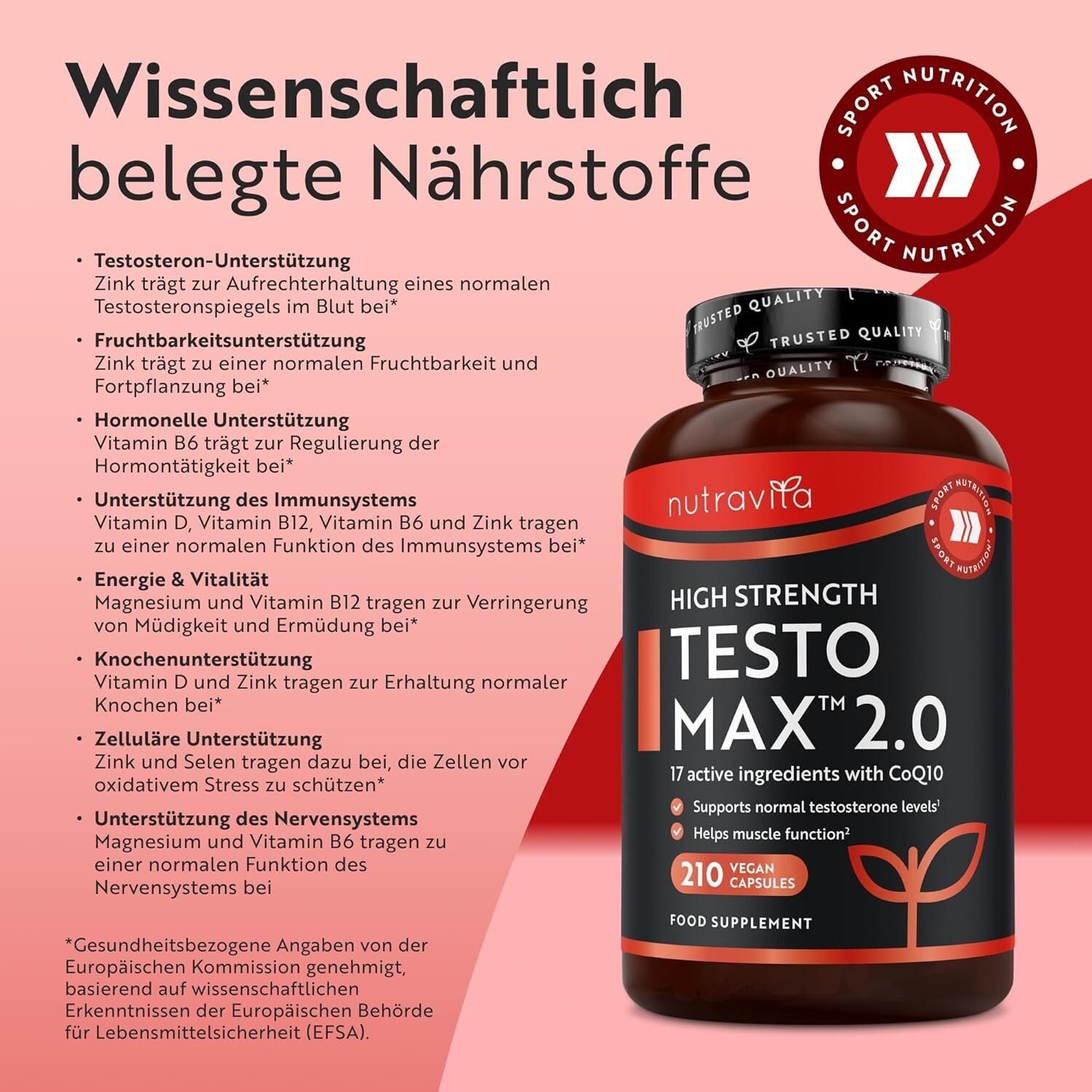 2a67e609afa7d6590c837f8b940897c4.jpg TESTOMAX 2.0 210 Kapseln für Männer – Mit 17 Aktiven Inhaltsstoffen – Langzeitformel – Nutravita