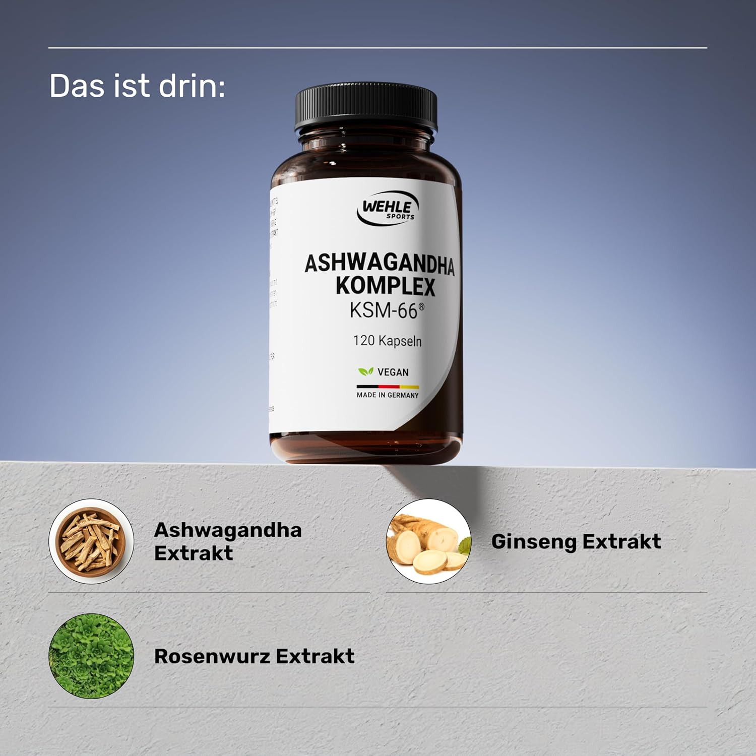 462b17ce3d6beb7697ad19b5a23914e6.png Ashwagandha Kapseln KSM-66 – Hochdosiert, 120 vegane Kapseln – Wehle Sports