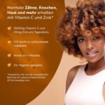 Vitamin C Zink 120 Tabletten – 1000 mg + 20 mg – Hochdosiert – 4 Monatsvorrat – Nutravita