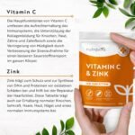 Vitamin C Zink 120 Tabletten – 1000 mg + 20 mg – Hochdosiert – 4 Monatsvorrat – Nutravita