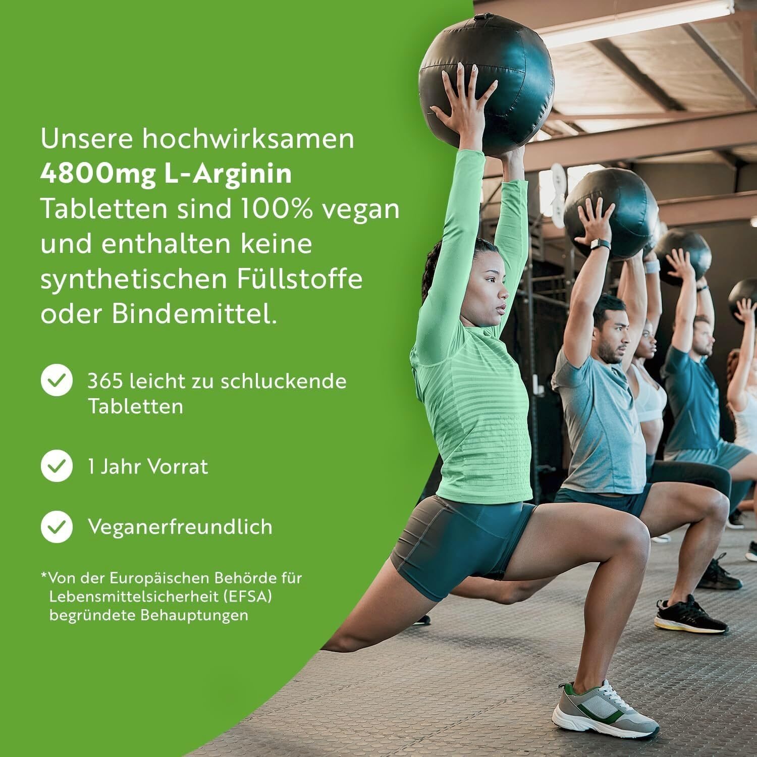 L-Arginin 4800mg Tabletten – Hochdosierte L-Arginin Tabletten aus Fermentation – 365 Tabletten für 2 Monate – Nutravita