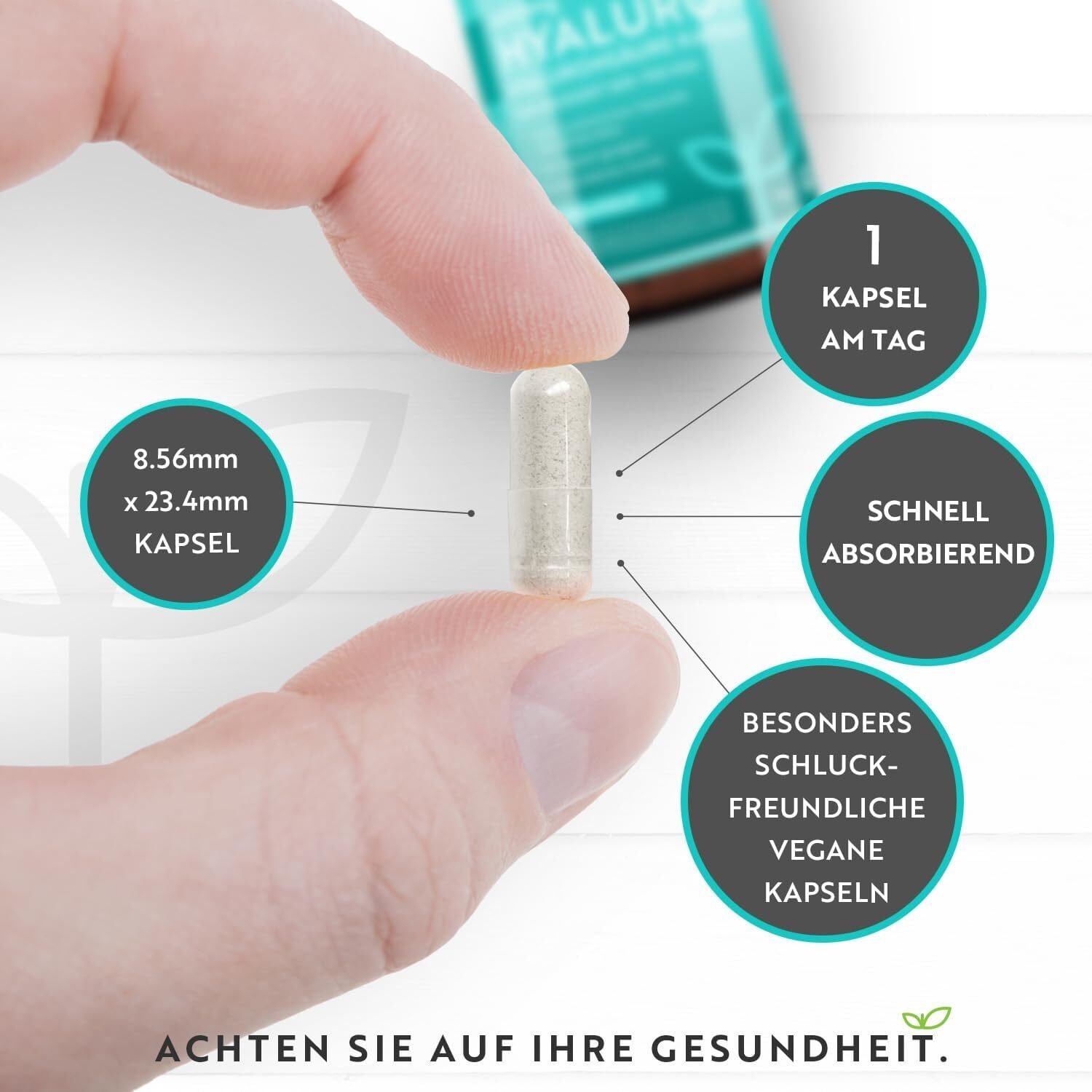 Hyaluronsäure Kapseln 90 Kapseln – 600 mg Hochdosiert – 500–700 kDa – 3 Monatsvorrat – Nutravita
