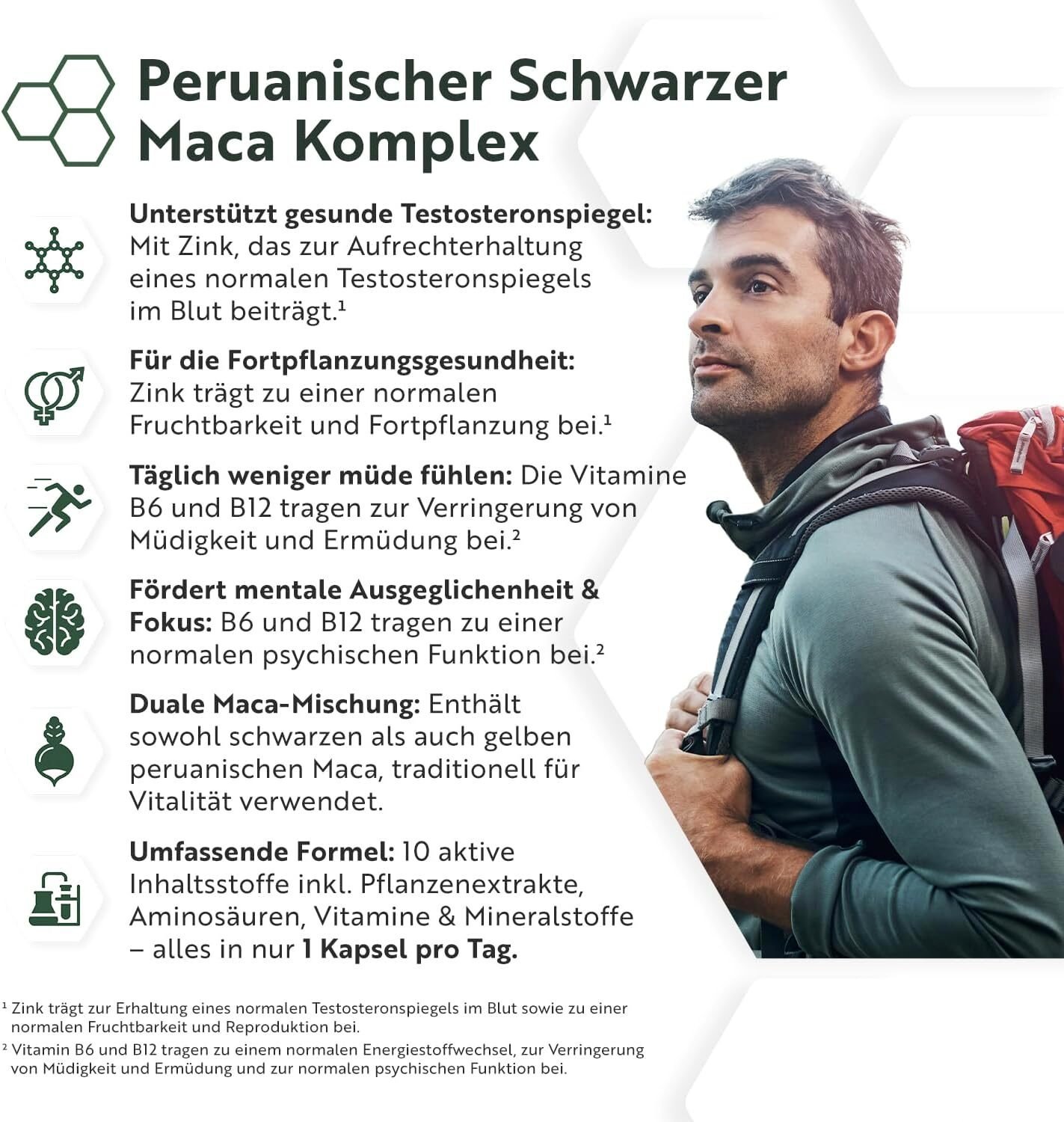 Schwarzer Maca Komplex 180 Kapseln – Mit Zink, Vitamin B6 & B12 – Ginseng & L-Arginin – Hochdosiert – Nutravita