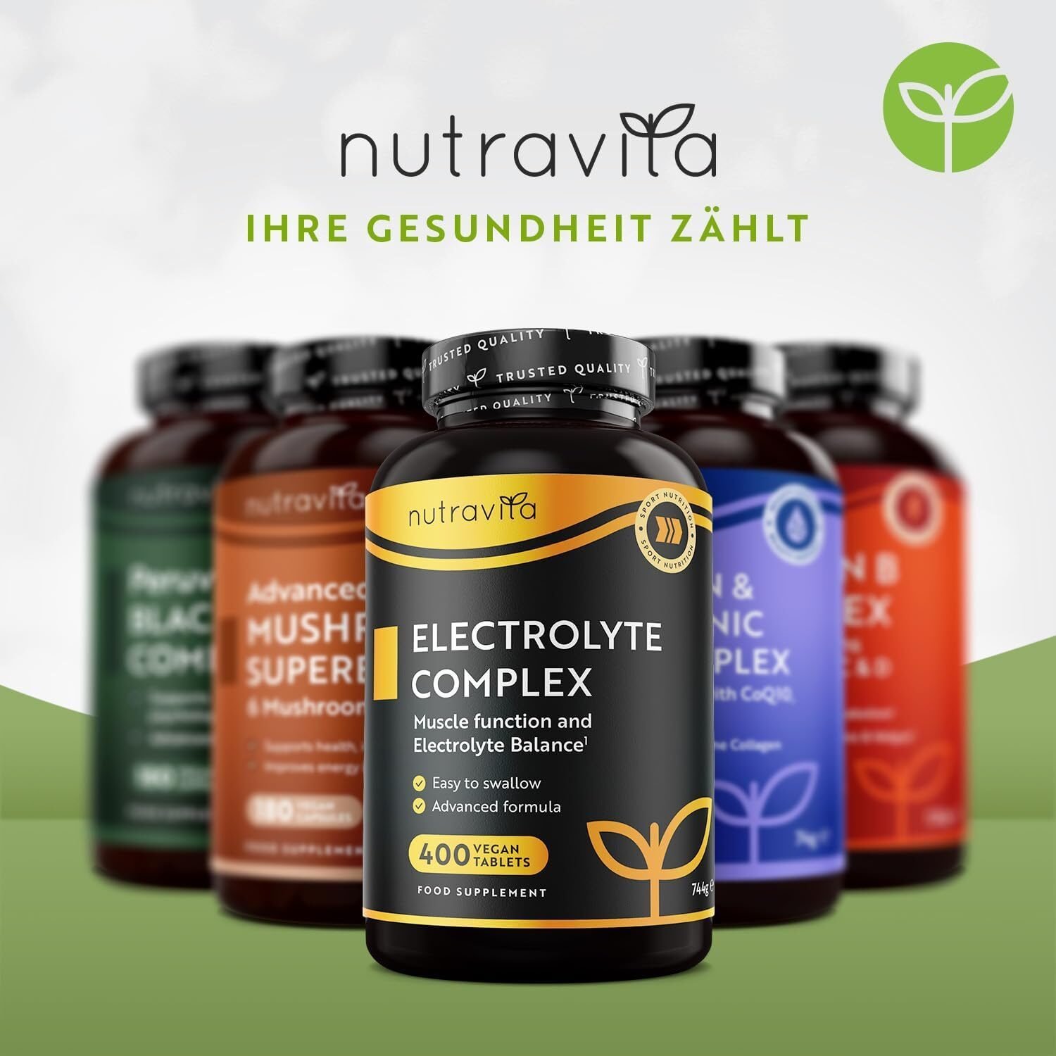 Elektrolyte Komplex mit Magnesium, Kalium, Kalzium, Natrium & Chlorid – Hochdosiert – 400 Tabletten – Nutravita