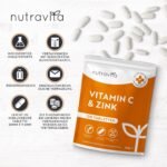 Vitamin C Zink 120 Tabletten – 1000 mg + 20 mg – Hochdosiert – 4 Monatsvorrat – Nutravita