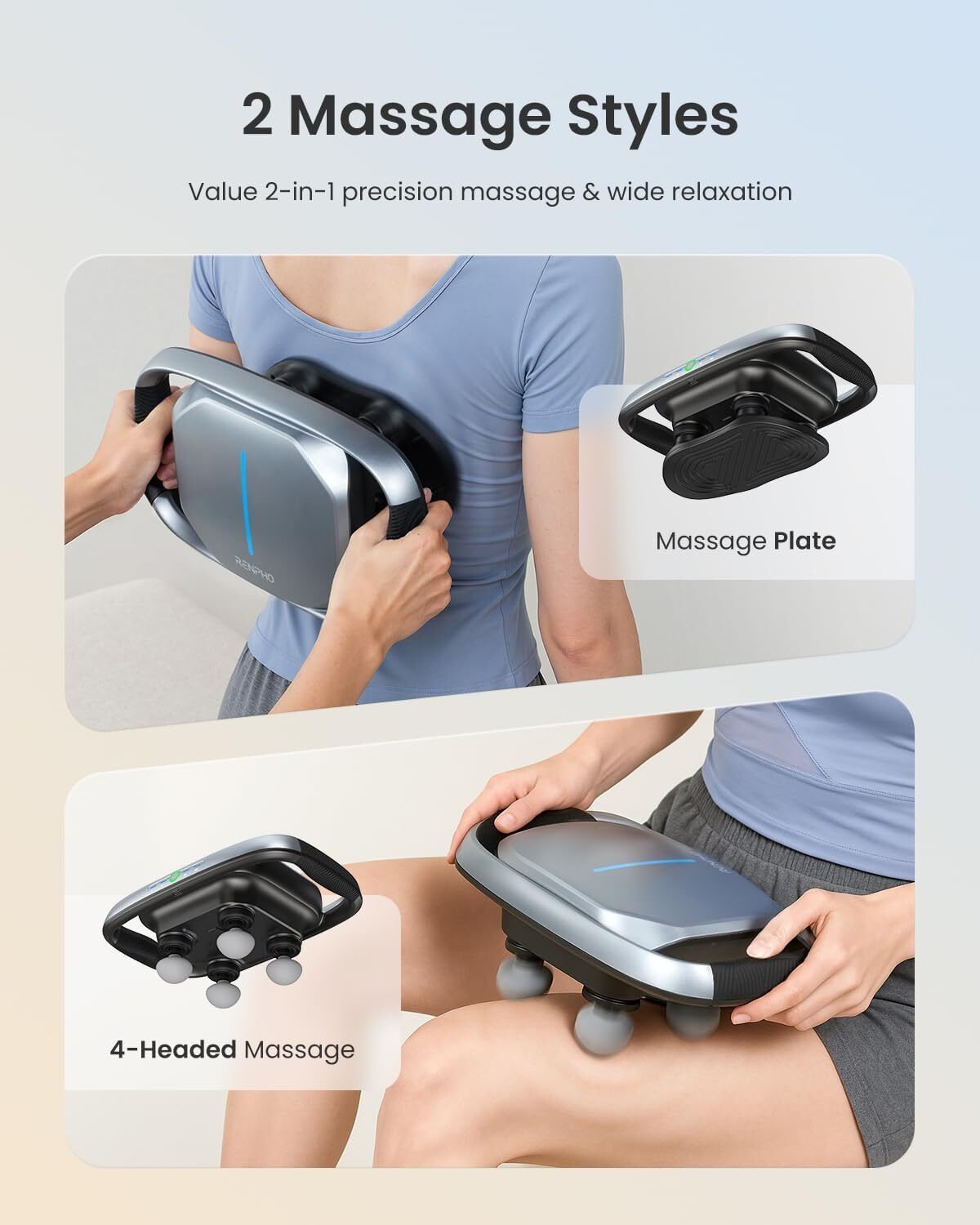 Tiefenmassagegerät mit 4 Köpfen – 4 Intensitätsstufen & Muskelmassagegerät – RENPHO