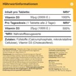 Vitamin D3 2000 I.E. 400 Tabletten – Hochdosiert – Vegetarisch – 1 Jahresvorrat – Nutravita
