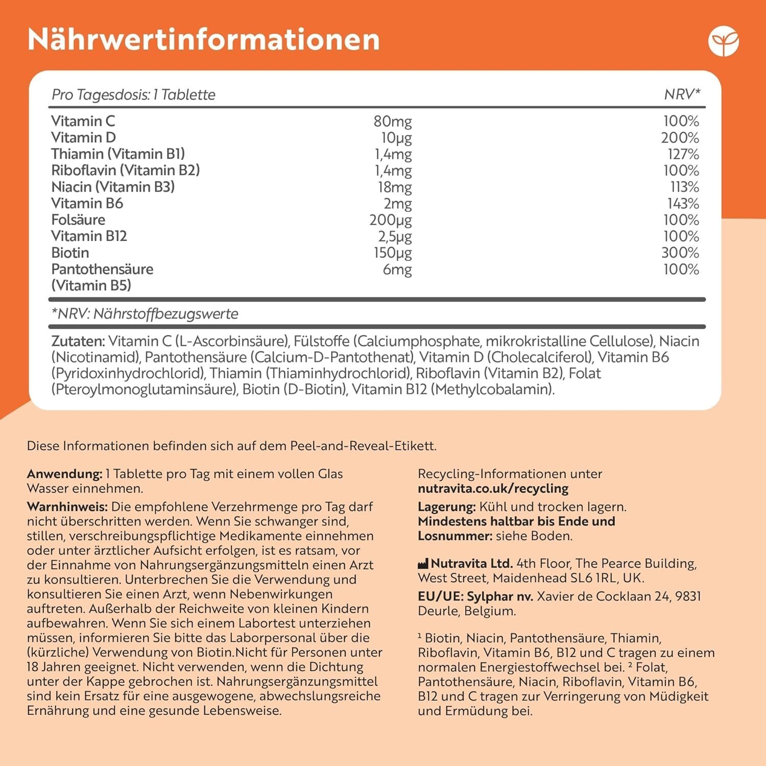 bd1d1017ba70c896c5ab7099d2b196d2.jpg Vitamin B Komplex 500 Tabletten – Mit Vitamin C + D + Biotin – Hochdosiert – 1 Jahresvorrat – Nutravita