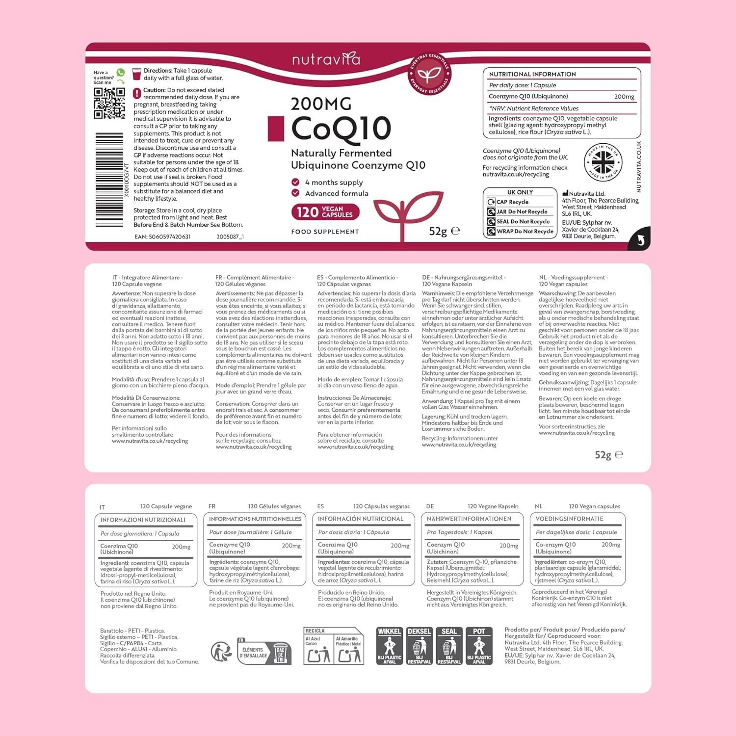 bede7072ceff9b5a8d62f0e8d555b55b.jpg Coenzym Q10 200 mg 120 Kapseln – Hochdosiert – Natürlich fermentiert – 4 Monatsvorrat – Nutravita