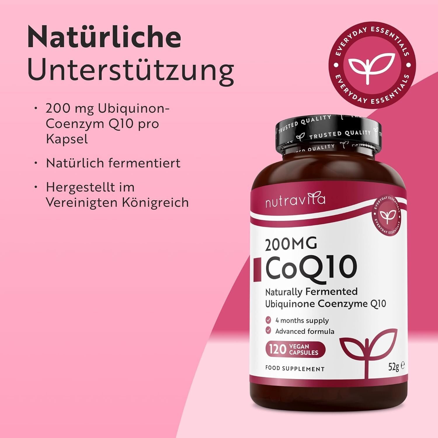 d54cf4609befd009fe44bf11f53d58b3.jpg Coenzym Q10 200 mg 120 Kapseln – Hochdosiert – Natürlich fermentiert – 4 Monatsvorrat – Nutravita