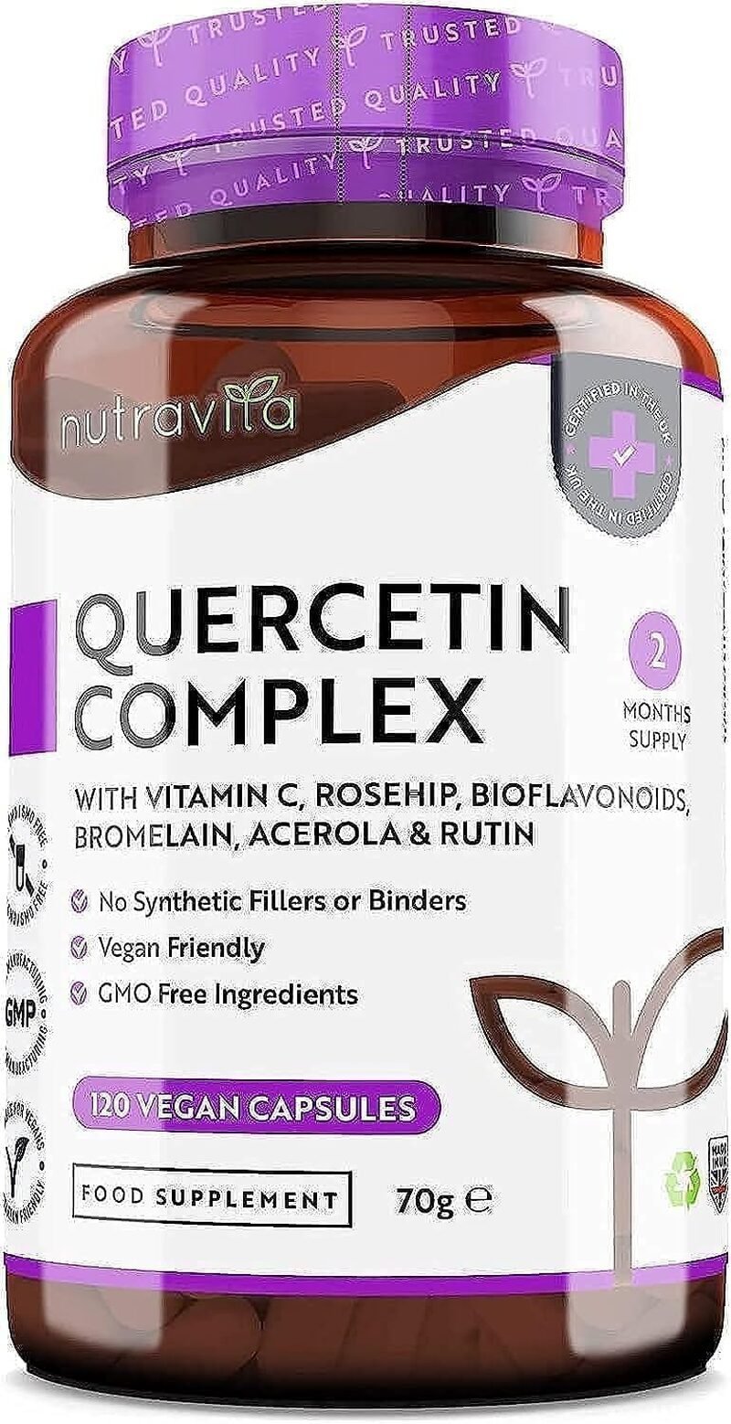 Quercetin Komplex mit Vitamin C – Hochwertige Antioxidantien-Formel – 120 Vegane Kapseln – Nutravita