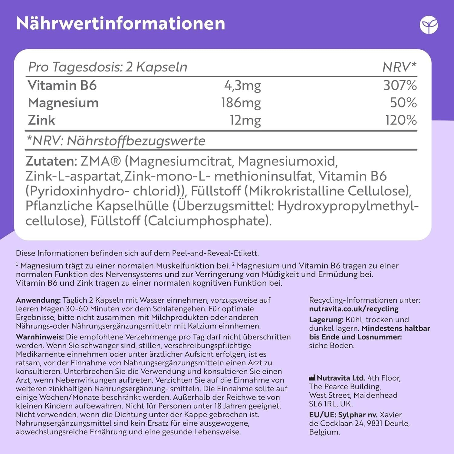 dfad949c97e759521aaf9333d92711cf.jpg ZMA 120 Kapseln – Mit Zink, Magnesium & Vitamin B6 – Hochdosiert – 2 Monatsvorrat – Nutravita