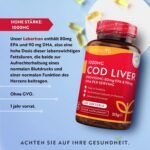 Lebertran 1000 mg 365 Kapseln – Hochwertiges Fischöl – Omega 3 mit EPA & DHA – 1 Jahresvorrat – Nutravita