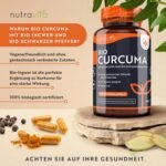 Bio Curcuma Kapseln 270 Stück mit Ingwer & Schwarzem Pfeffer – Hochdosiert mit Piperin – Veganes Nahrungsergänzungsmittel – Nutravita
