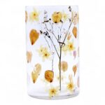 Glas Vase Kerzenhalter mit Blumen Rose – großer dekorativer Kerzenhalter aus recyceltem Glas 19x11 cm