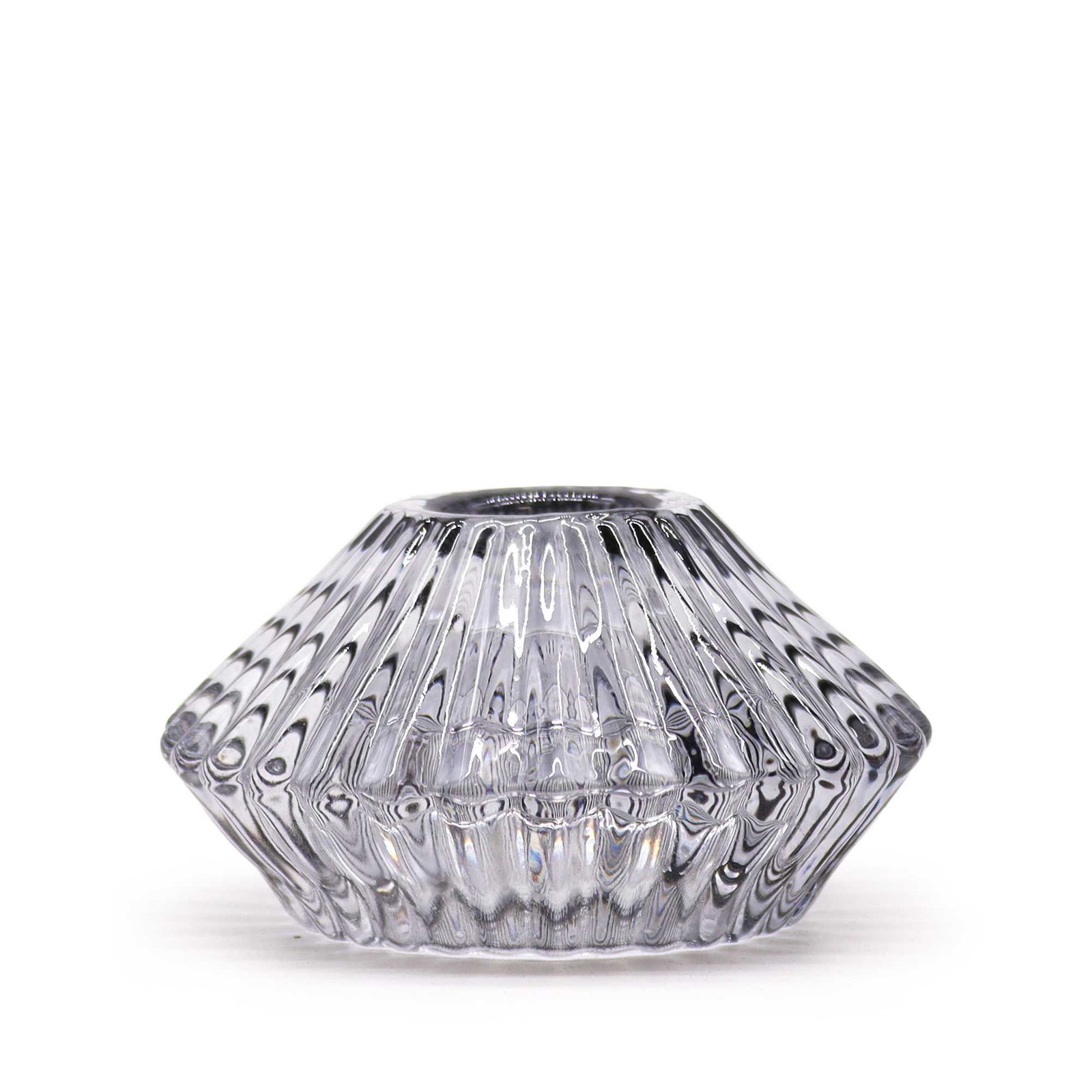 Teelichthalter Set Grau – 2er Flower Glas Kerzenhalter – Modernes Design – 7x4 cm