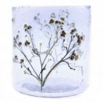 Teelichthalter Glas mit Blumen Primavera – Straight Kerzenhalter aus recyceltem Glas 8x8 cm