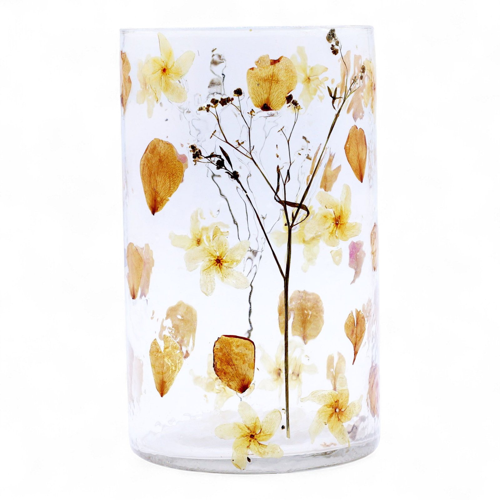Glas Vase Kerzenhalter mit Blumen Rose – großer dekorativer Kerzenhalter aus recyceltem Glas 19x11 cm