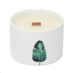 Botanical Duftkerze Lemon Honeysuckle im Keramikglas – Sojawachs Kerze mit Holzdocht, 8 x 7.5 cm