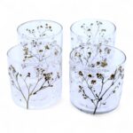 Teelichthalter Glas mit Blumen Primavera – Straight Kerzenhalter aus recyceltem Glas 8x8 cm