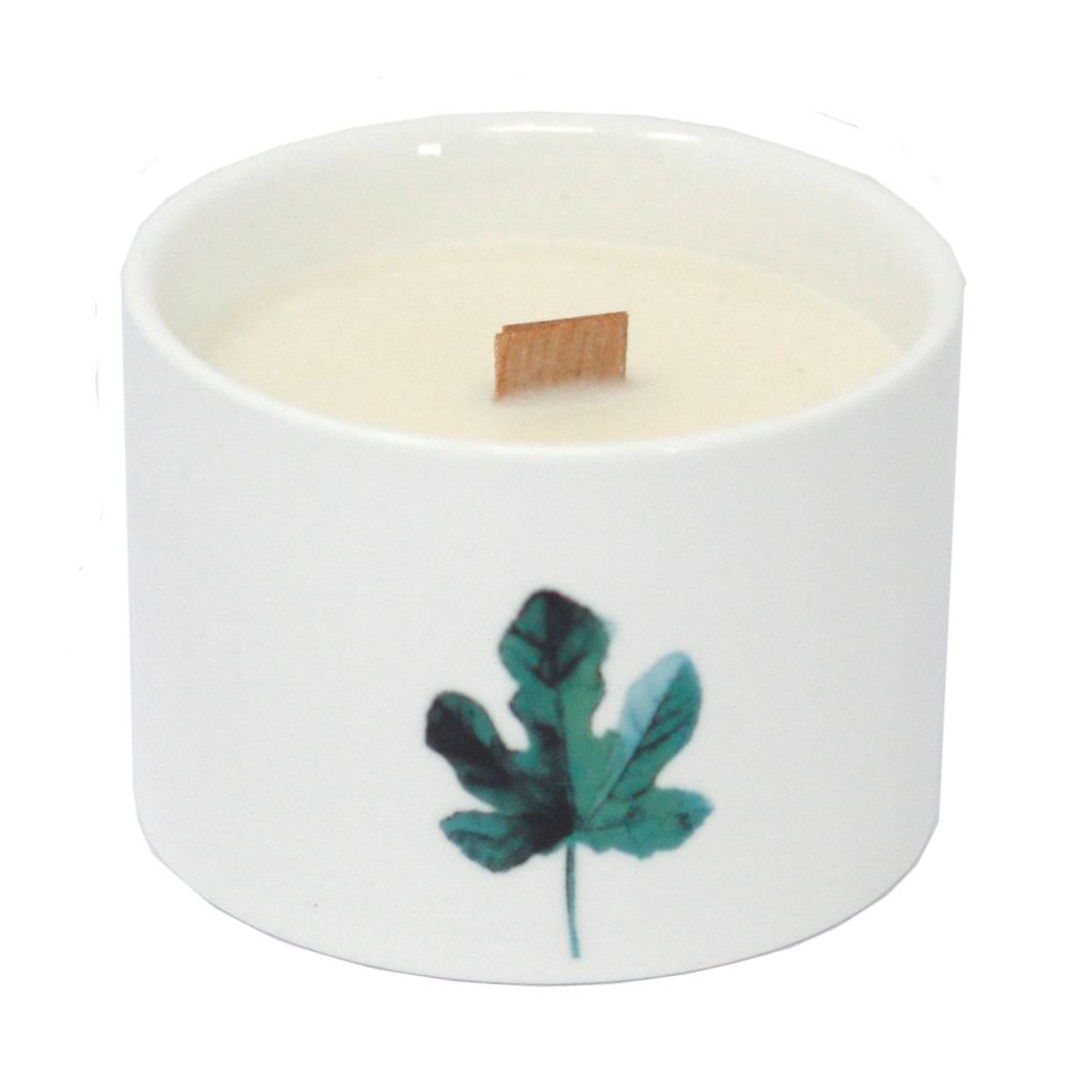 Botanical Duftkerze Lemon Honeysuckle im Keramikglas – Sojawachs Kerze mit Holzdocht, 8 x 7.5 cm