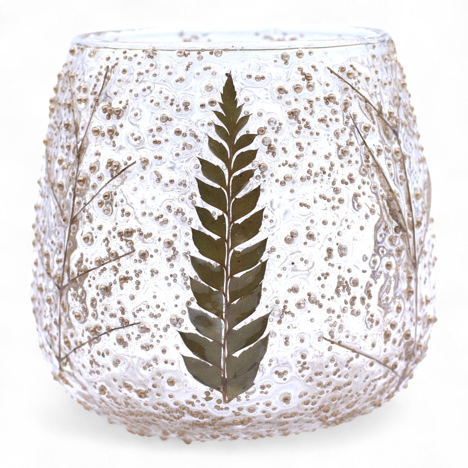 Glas Kerzenhalter Blätter – Teelichthalter aus recyceltem Glas 10 x 9 cm Natur Design