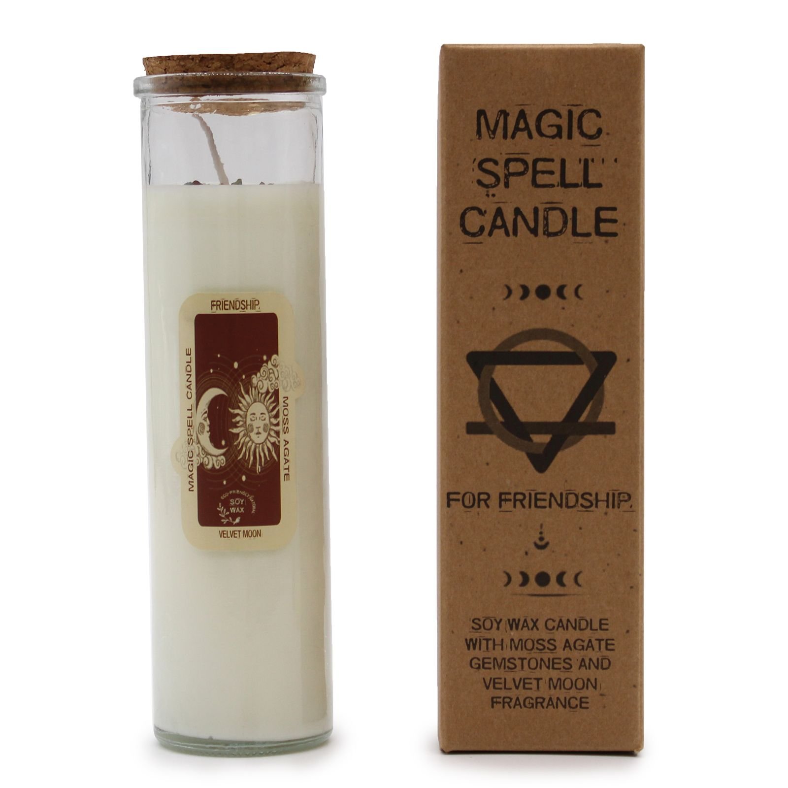 Magic Spell Candle Friendship – Spirituelle Duftkerze mit Edelsteinen für Freundschaft, Energie & Rituale, 280 g