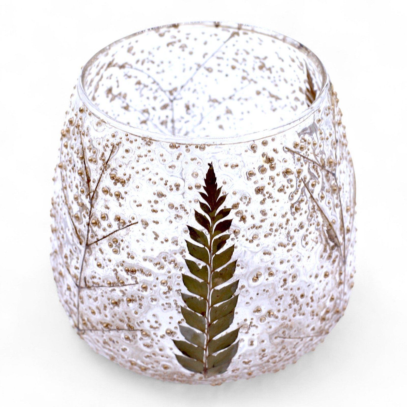 Glas Kerzenhalter Blätter – Teelichthalter aus recyceltem Glas 10 x 9 cm Natur Design