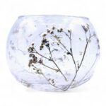 Glas Kerzenhalter Floral Margarita klein – Bowl Kerzenhalter aus recyceltem Glas mit Blumenmuster 8x10 cm