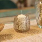 Glas Kerzenhalter Blätter – Teelichthalter aus recyceltem Glas 10 x 9 cm Natur Design
