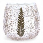 Glas Kerzenhalter Blätter – Teelichthalter aus recyceltem Glas 10 x 9 cm Natur Design